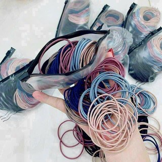 Set thun cột tóc 100 sợi túi zip