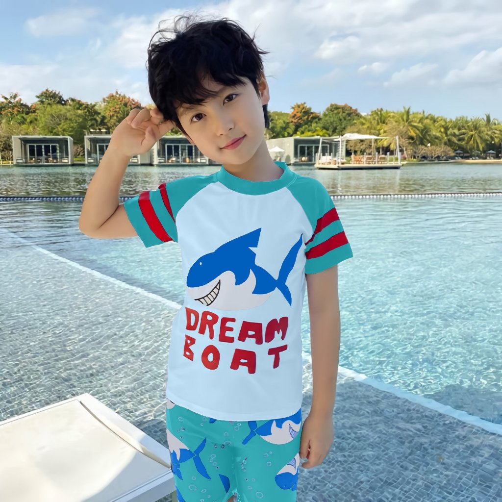 Bộ bơi kèm mũ cho bé hãng RICHKIDS hoạ tiết cá mập