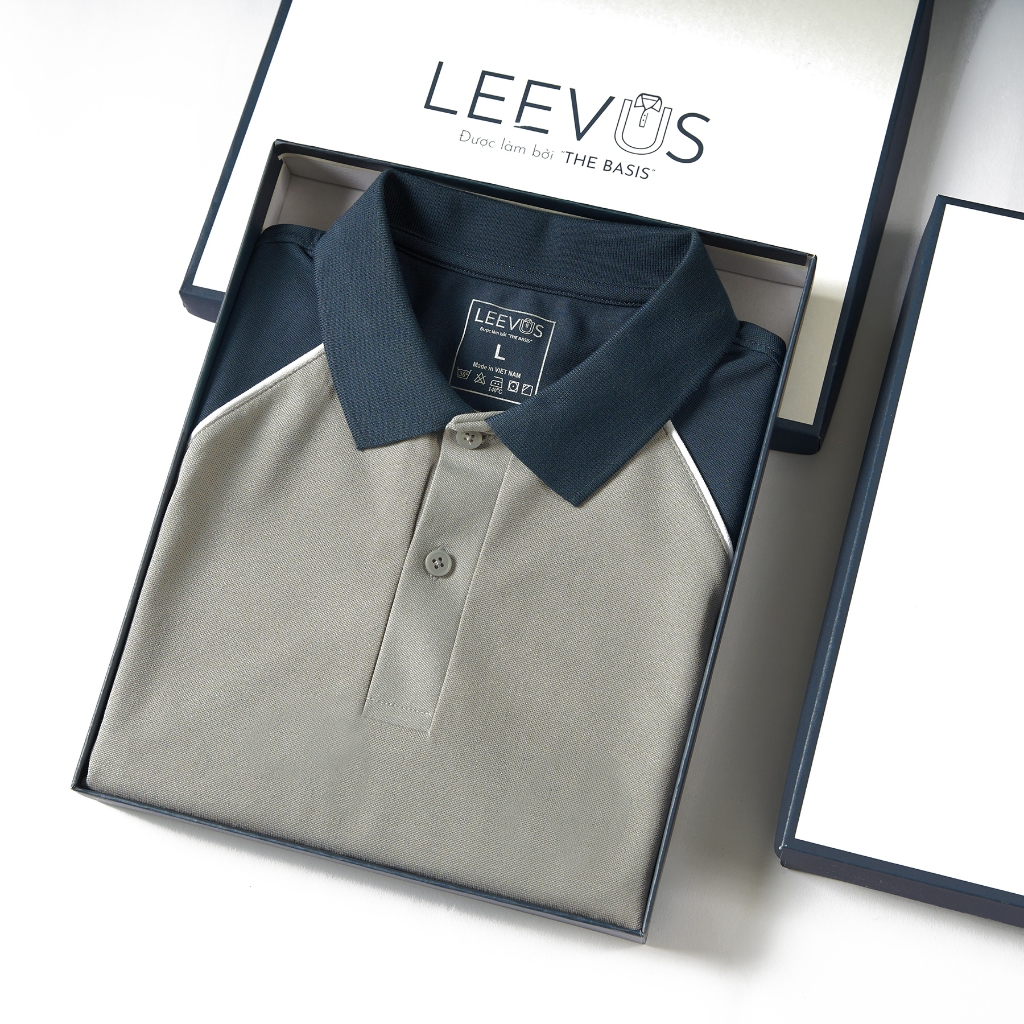 Áo Polo nam BLOCK OVAL BAND LEEVUS phối vai, vải CVC cá sấu, form regular APL319