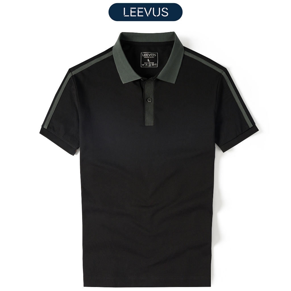 Áo Polo nam STRIPED PLACKET LEEVUS phối bo cổ vai, vải CVC cá sấu, form regular APL302