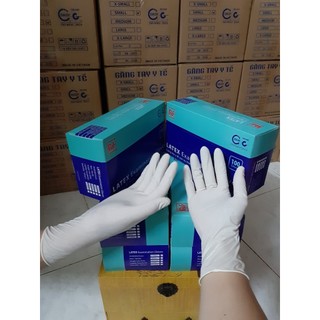 Hộp 100 chiếc găng tay duy hàng cao su y tế latex có bột