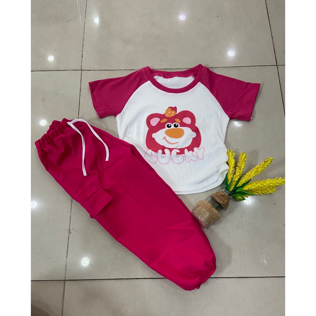 Set áo tay ngắn vải gân tăm , quần dài siêu cute siêu nhẹ và mát, thấm hút mồ hôi, thích hợp mặc đi học, đi chơi