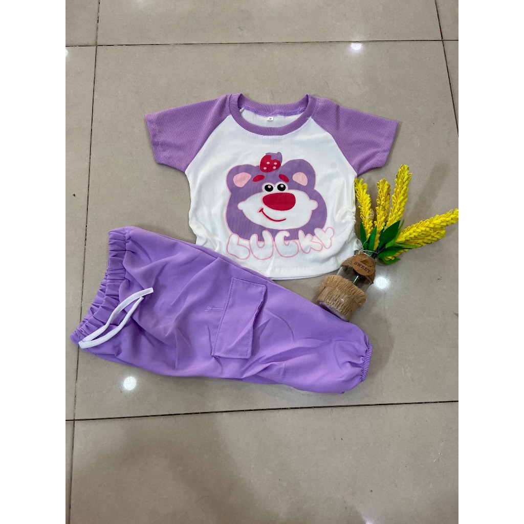 Set áo tay ngắn vải gân tăm , quần dài siêu cute siêu nhẹ và mát, thấm hút mồ hôi, thích hợp mặc đi học, đi chơi