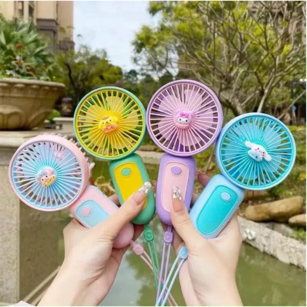 Quạt tích điện cầm tay mini có dây đeo mẫu mới mùa hè 2023