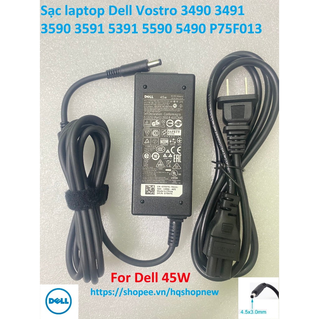 ⚡️ Sạc laptop Dell Vostro 3490 3491 3590 3591 5391 5590 5490 P75F013 45W 65W Chân nhỏ
