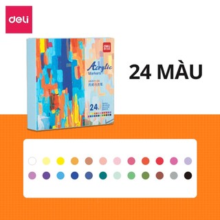 Bút sơn acrylic marker deli hm911-24 - chống nước vẽ trên mọi chất liệu, tô màu diy vẽ giày