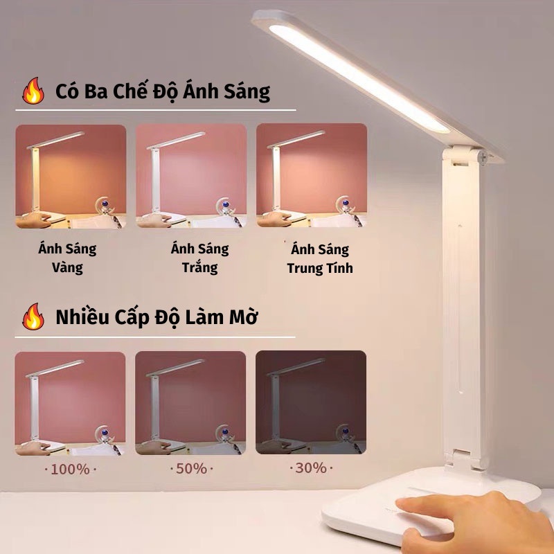 Đèn Học Chống Cận Flagship Led Để Bàn Gấp Gọn Cảm Ứng Tích Điện Thông Minh