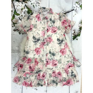 Váy đầm nữ hoa hồng elli dáng đuôi cá ngắn tay cổ đức in hoạ tiết size S - ẢNH CHỤP THẬT