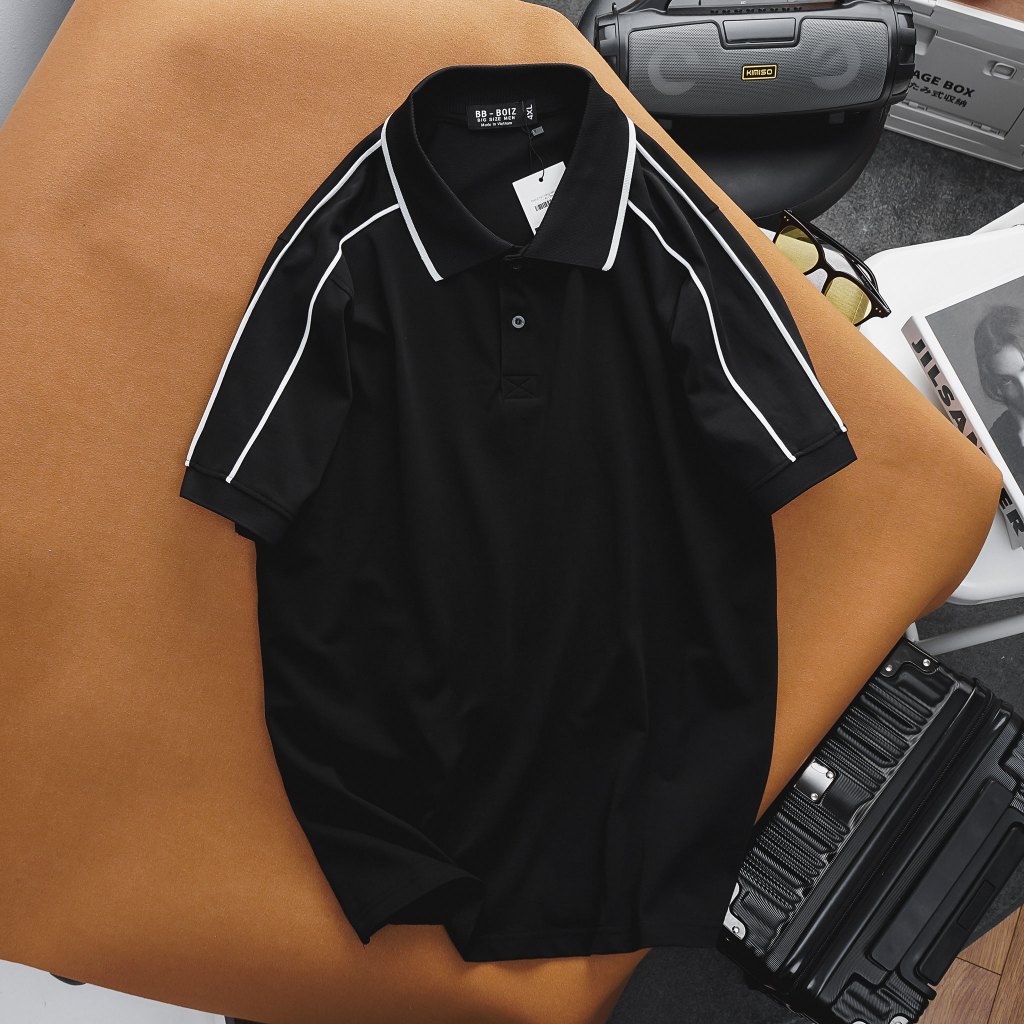 -  - Áo thun polo BB - Boiz nam chất cotton 2 chiều form bigsize 80kg - 130kg - 2 sọc viền vai