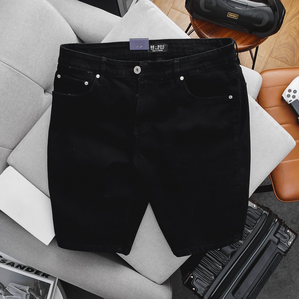 - Quần Short Jean Nam BB - Boiz Họa Tiết In Túi Màu Đen,Xám - 80kg - 130kg