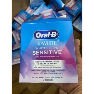 Miếng dán trắng răng cho răng nhạy cảm oralb úc, Oral B 3D White Whitening Strips Sensitive hộp 14 gói, 28 miếng
