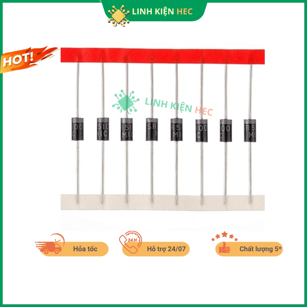 Combo 10 con SR5100 Diode Schottky 5A 100V DO-27 chính hãng MIC đóng dây (1 con) chất lượng tốt linh