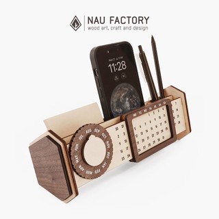 Lịch Vạn Niên Form Ngang để phụ kiện đa năng - Lịch gỗ để bàn trang trí nhà cửa, làm quà tặng sang trọng NAU FACTORY
