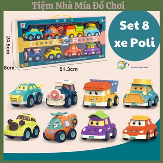 Bộ Đồ Chơi 8 Xe Ô Tô Poli Chạy Đà, Xe Ô Tô Hoạt Hình Dễ Thương Vui Nhộn Pukadoo, Biệt Đội Tày Bay Siêu Đẳng