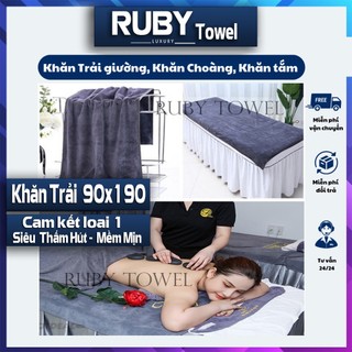 Xả Khăn 90x190 trải giường spa đắp người loại 1 Dày Ruby Towel 100% microfiber mềm mịn siêu thấm hút cho spa, salon tóc