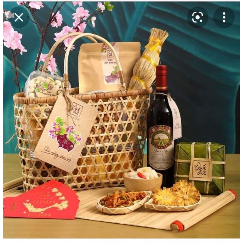 Giỏ tre đựng quà tết,hàng đẹp hun khói