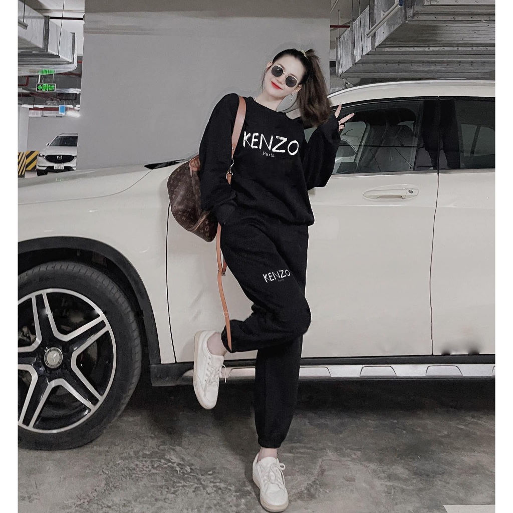 Bộ Thể Thao Thu Đông Dài Tay Kenzo_Paris Bộ Nam Nữ Dài Kenzo_Jordan_Tommy Cổ Tròn Chất Nỉ Ấm