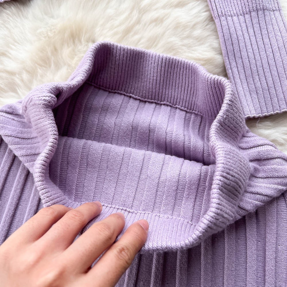 Set áo len cardigan kèm váy đuôi cá xếp ly hai mảnh