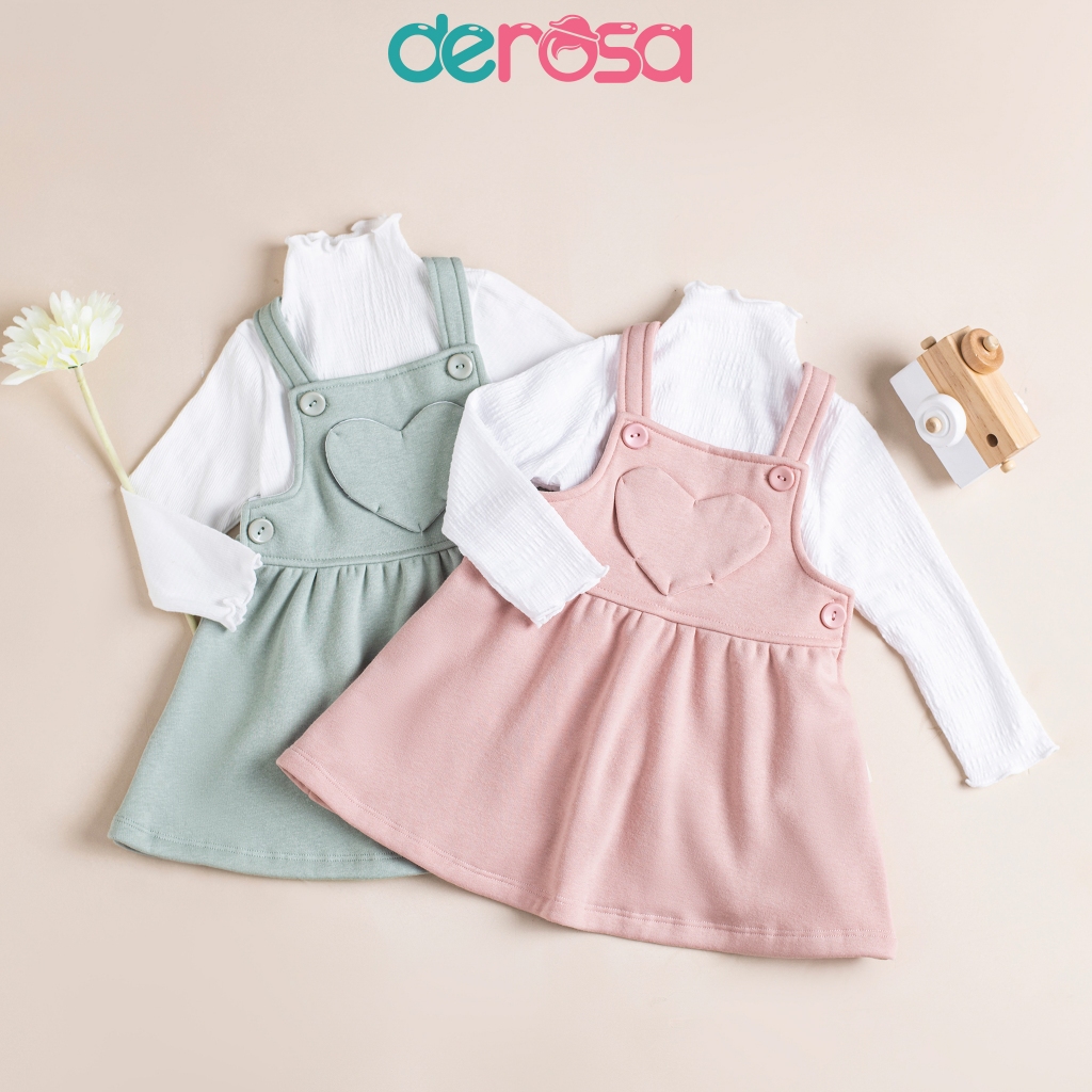 Sét áo và yếm váy bé gái Derosa Kids cho bé từ 9 - 36 tháng DWB23-2051B