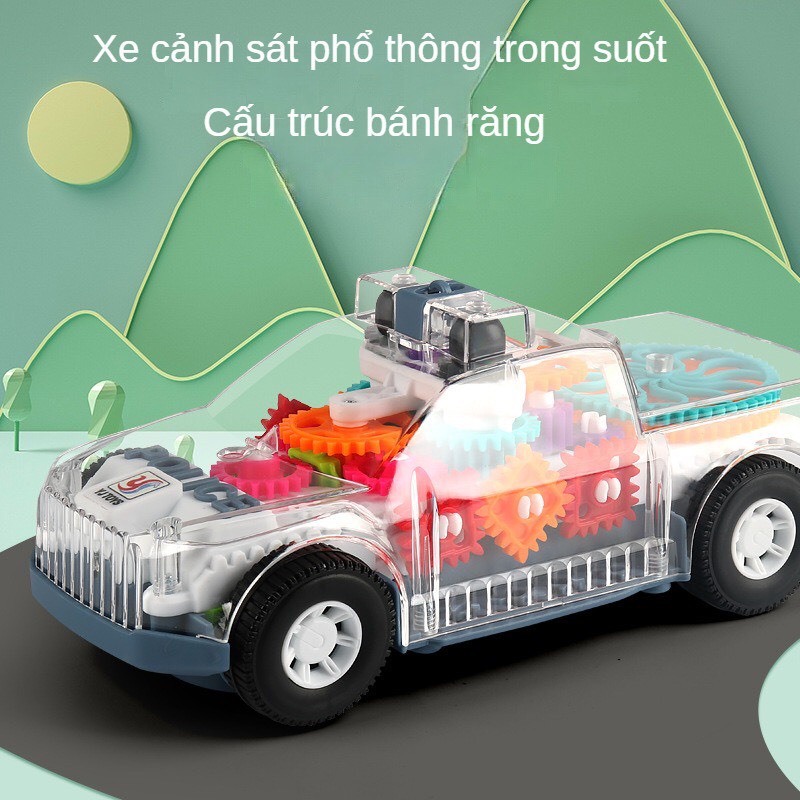 Đồ chơi xe cảnh sát phát sáng, trong suốt, âm thanh, cảm biến