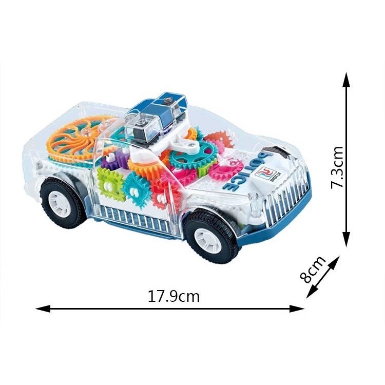 Đồ chơi xe cảnh sát phát sáng, trong suốt, âm thanh, cảm biến