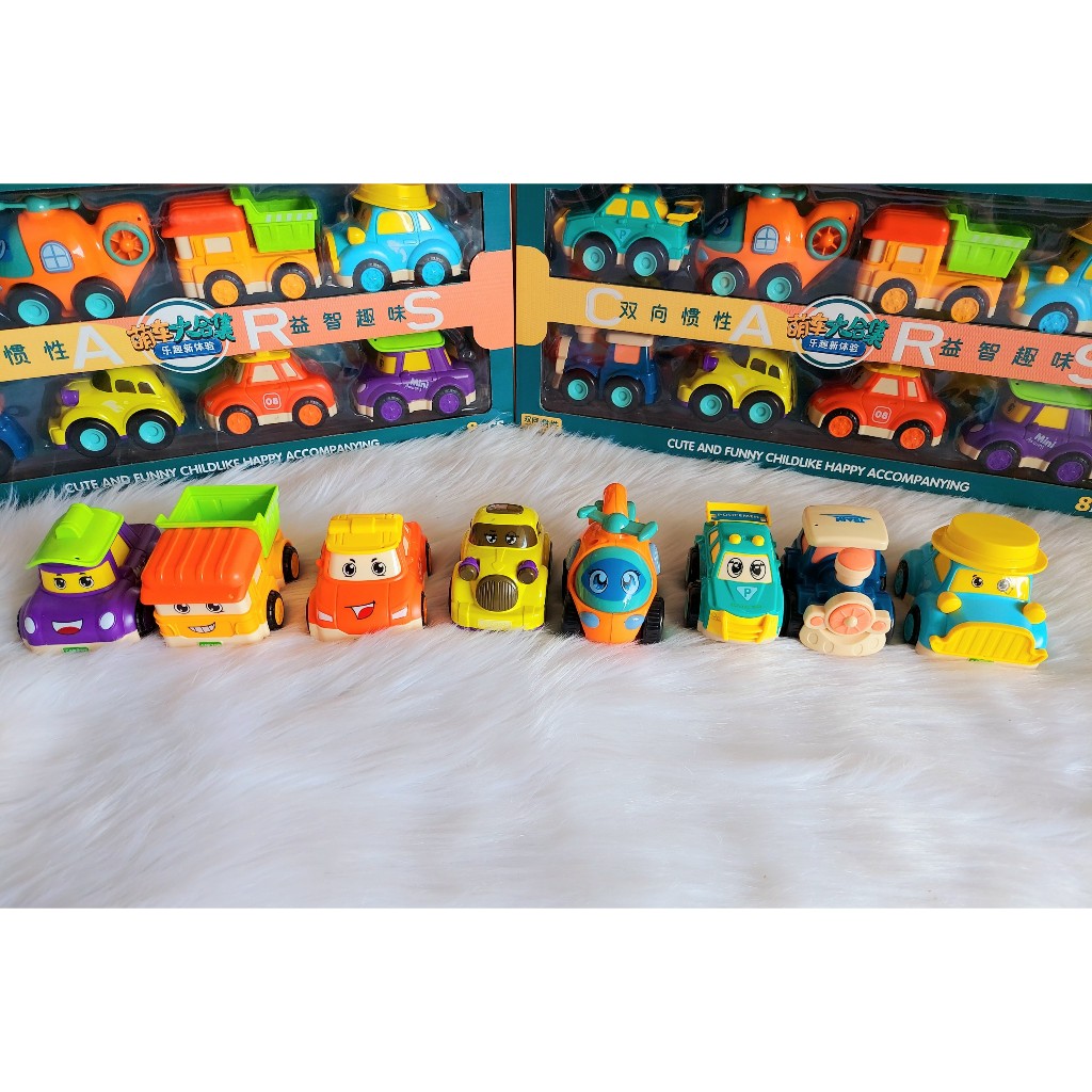 Bộ đồ chơi 8 xe ô tô Poli  biệt đội tàu bay siêu đẳng dễ thương chạy đà nhiều màu sắc