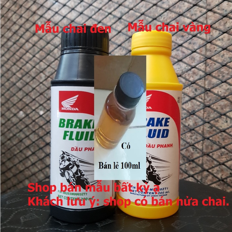 Dầu thắng Honda DOT4 chai 200ml, Dầu phanh DOT4 Honda 200ml