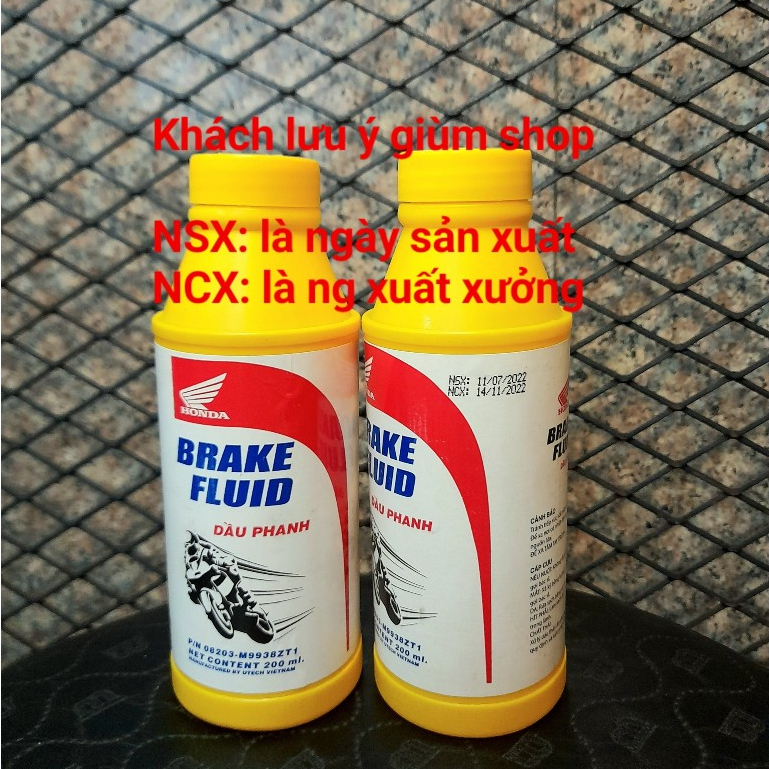 Dầu thắng Honda DOT4 chai 200ml, Dầu phanh DOT4 Honda 200ml