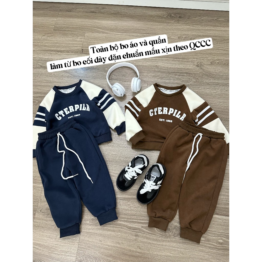 BỘ NỈ CHỮ CTERPILR CHO BÉ TỪ 8-30KG