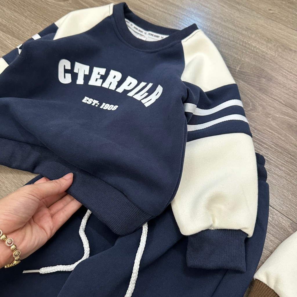 BỘ NỈ CHỮ CTERPILR CHO BÉ TỪ 8-30KG