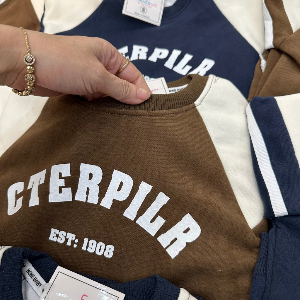 BỘ NỈ CHỮ CTERPILR CHO BÉ TỪ 8-30KG