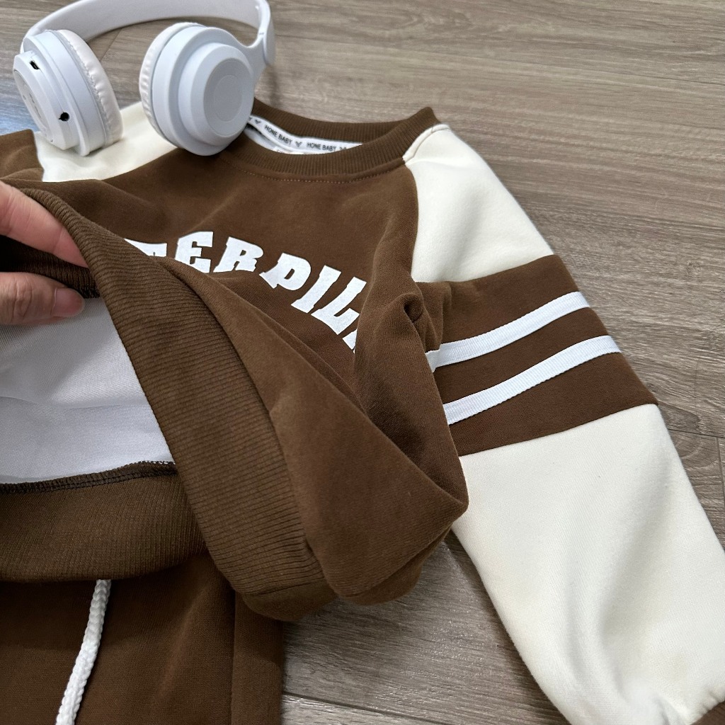 BỘ NỈ CHỮ CTERPILR CHO BÉ TỪ 8-30KG