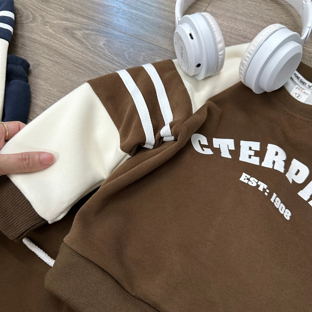 BỘ NỈ CHỮ CTERPILR CHO BÉ TỪ 8-30KG