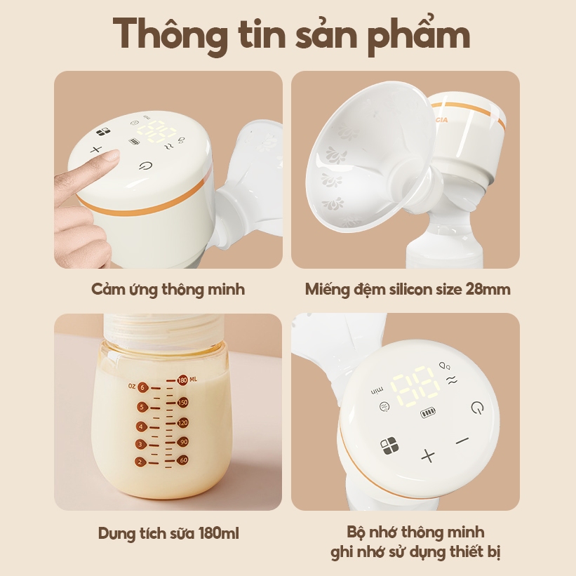 Máy hút sữa điện đôi TOPGIAKIDS đa chế độ massage, có dây, kích sữa lực hút mạnh không gây đau rát