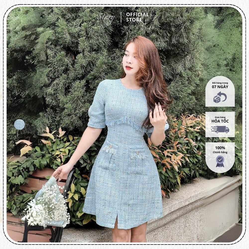 STORY Đầm Luna váy tweed dáng chữ A tay ngắn thanh lịch công sở dạo phố Story.clothes thời trang nữ
