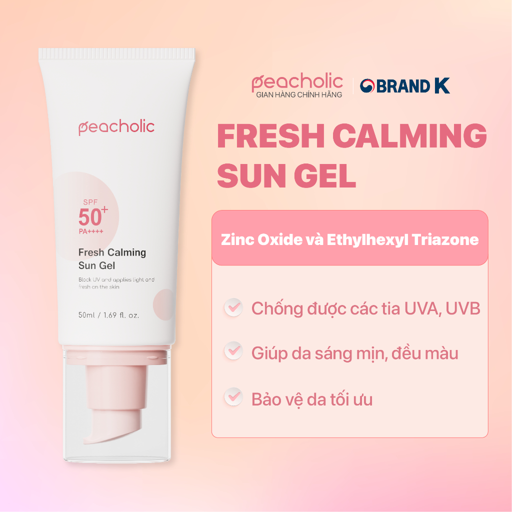 Kem chống nắng Peacholic nâng tone BẢN MỚI Fresh Calming Sun Gel