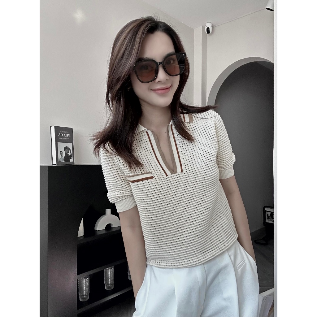 Áo mông tơ ghi  - 23A129 Free Size Dưới 55Kg Design by Quỳnh Lương nOneuf