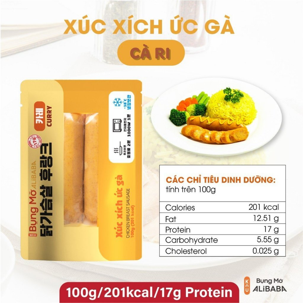 🦃 Xúc xích ức gà cà ri Hàn Quốc ăn healthy giảm cân chế biến sẵn 100g