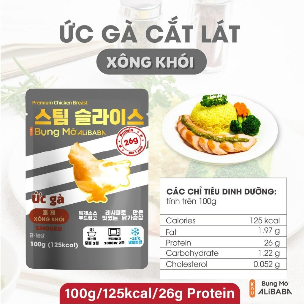 🦃 Ức gà cắt lát xốt xông khói Hàn Quốc healthy giảm cân chế biến sẵn 100g