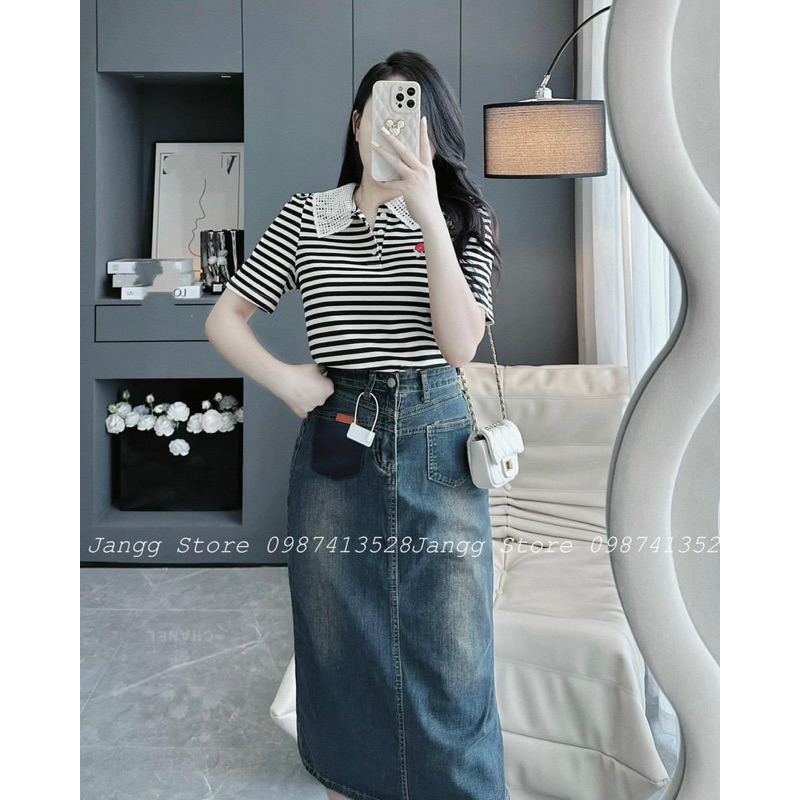 CHÂN VÁY JEAN MÀI TÚI KIỂU