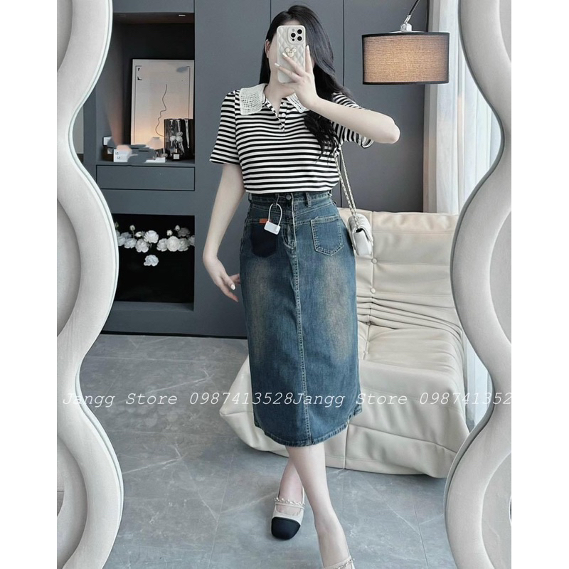 CHÂN VÁY JEAN MÀI TÚI KIỂU