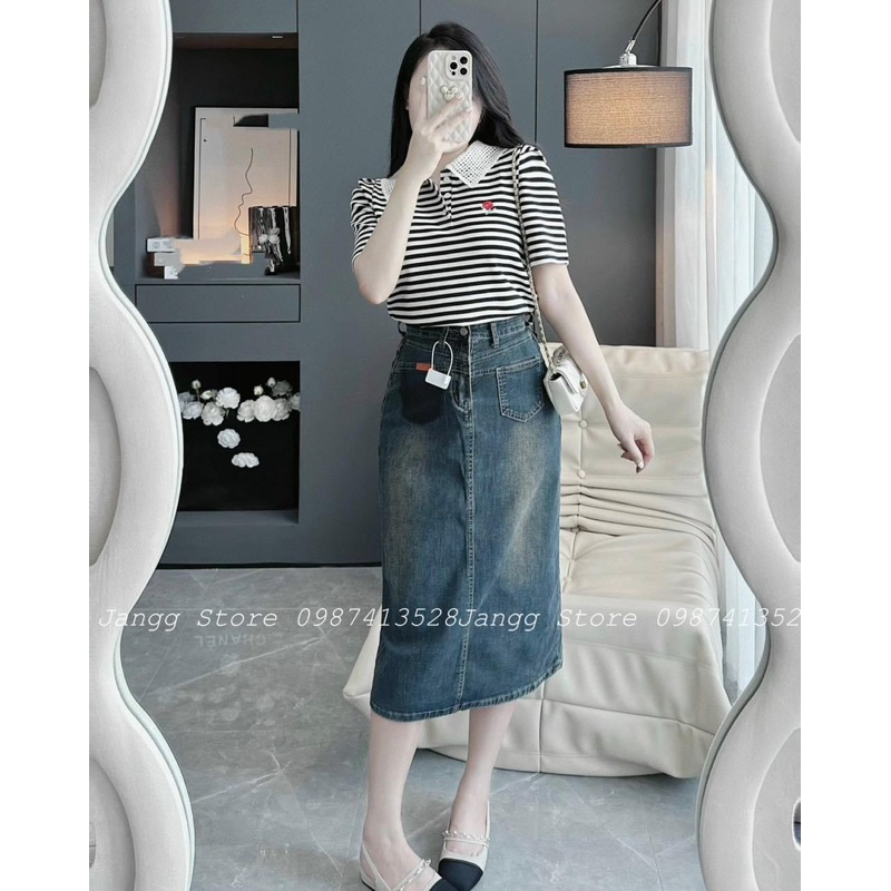 CHÂN VÁY JEAN MÀI TÚI KIỂU