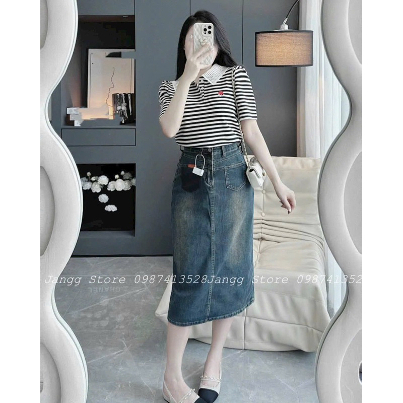 CHÂN VÁY JEAN MÀI TÚI KIỂU