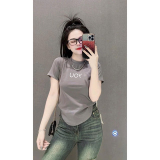 Áo thun cotton mịn you tay ngắn cổ tròn ôm body, thun co giãn, form baby tee - gunn