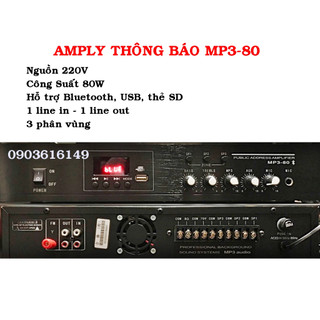 Amply loa thông báo, loa âm trần 80W có bluetooth