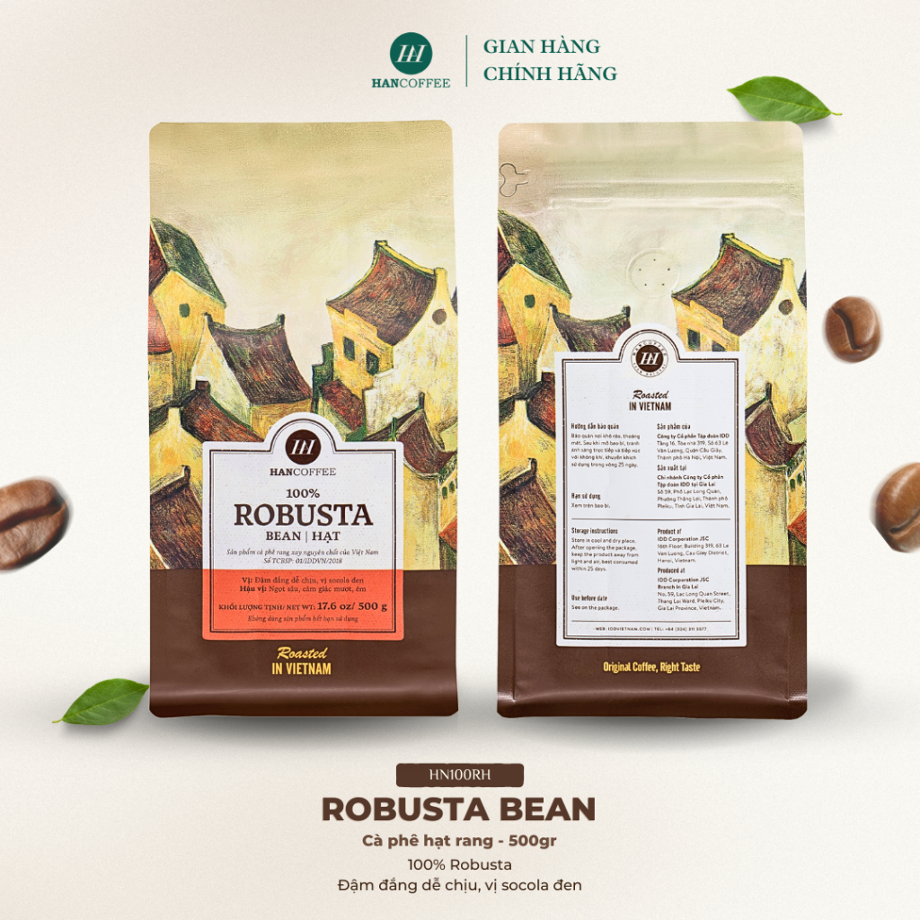 Cà phê GU TRUYỀN THỐNG (đắng vừa, hậu ngọt)  100% ROBUSTA, Rang MỘC HANCOFFEE