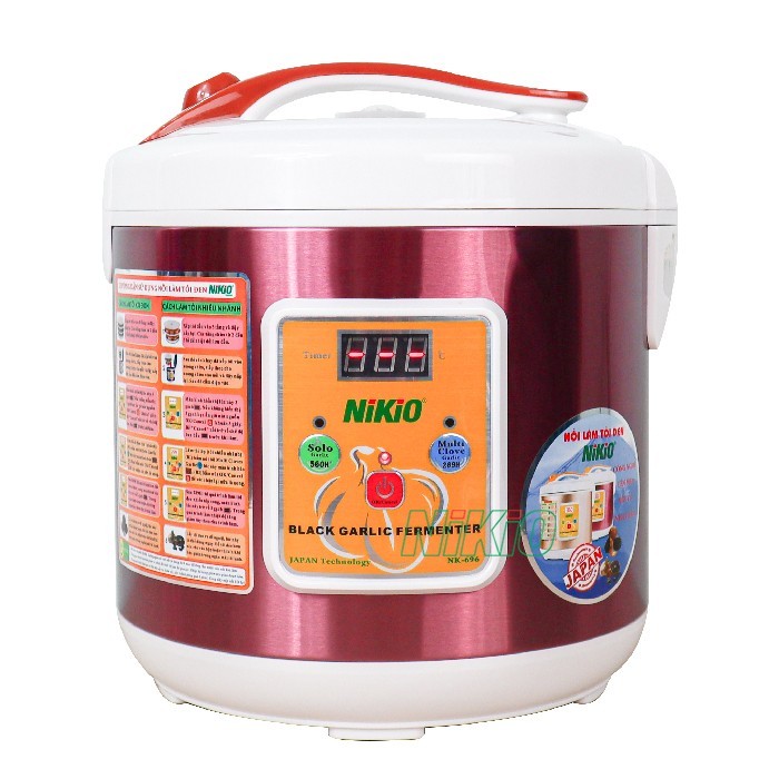 Máy Làm Tỏi Đen Chuyên Dụng Nhật Bản Nikio NK-696 - 6 lít/ Đỏ tím - 2in1 Làm Được Tỏi Cô Đơn Và Tỏi Nhánh