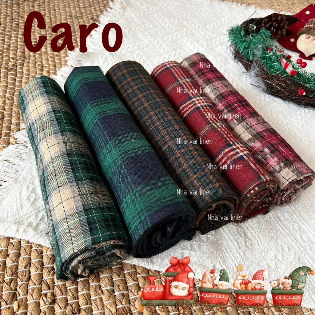 Vải Cotton Hoạ Tiết Caro Chất Liệu Cao Cấp Mềm Mại Thoáng Mát An Toàn Cho Da Nhạy - Nhà Vải Linen