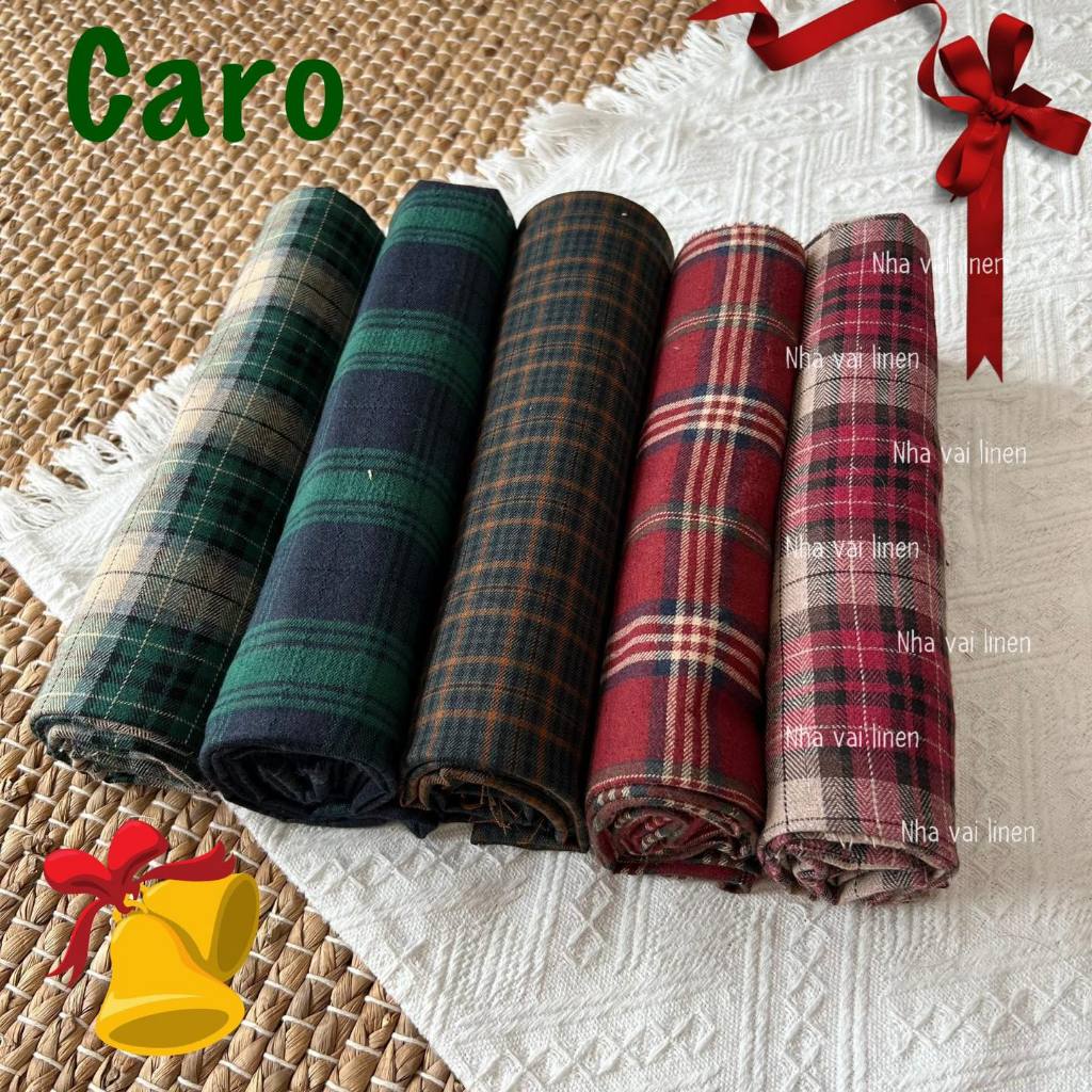 Vải Cotton Hoạ Tiết Caro Chất Liệu Cao Cấp Mềm Mại Thoáng Mát An Toàn Cho Da Nhạy - Nhà Vải Linen