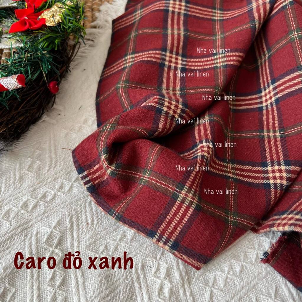 Vải Cotton Hoạ Tiết Caro Chất Liệu Cao Cấp Mềm Mại Thoáng Mát An Toàn Cho Da Nhạy - Nhà Vải Linen